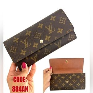 Vintage LOUIS VUITTON Monogram Canvas Sarah Women’s Long Wallet Brown Authentic